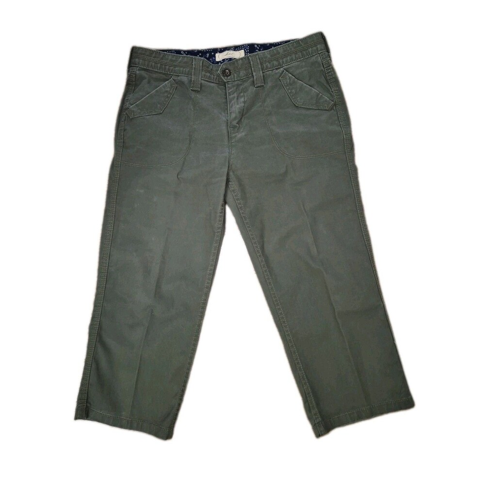 Levi's Women's Solid Green Flat Front Cotton Blend Pants Button Zip Size 10